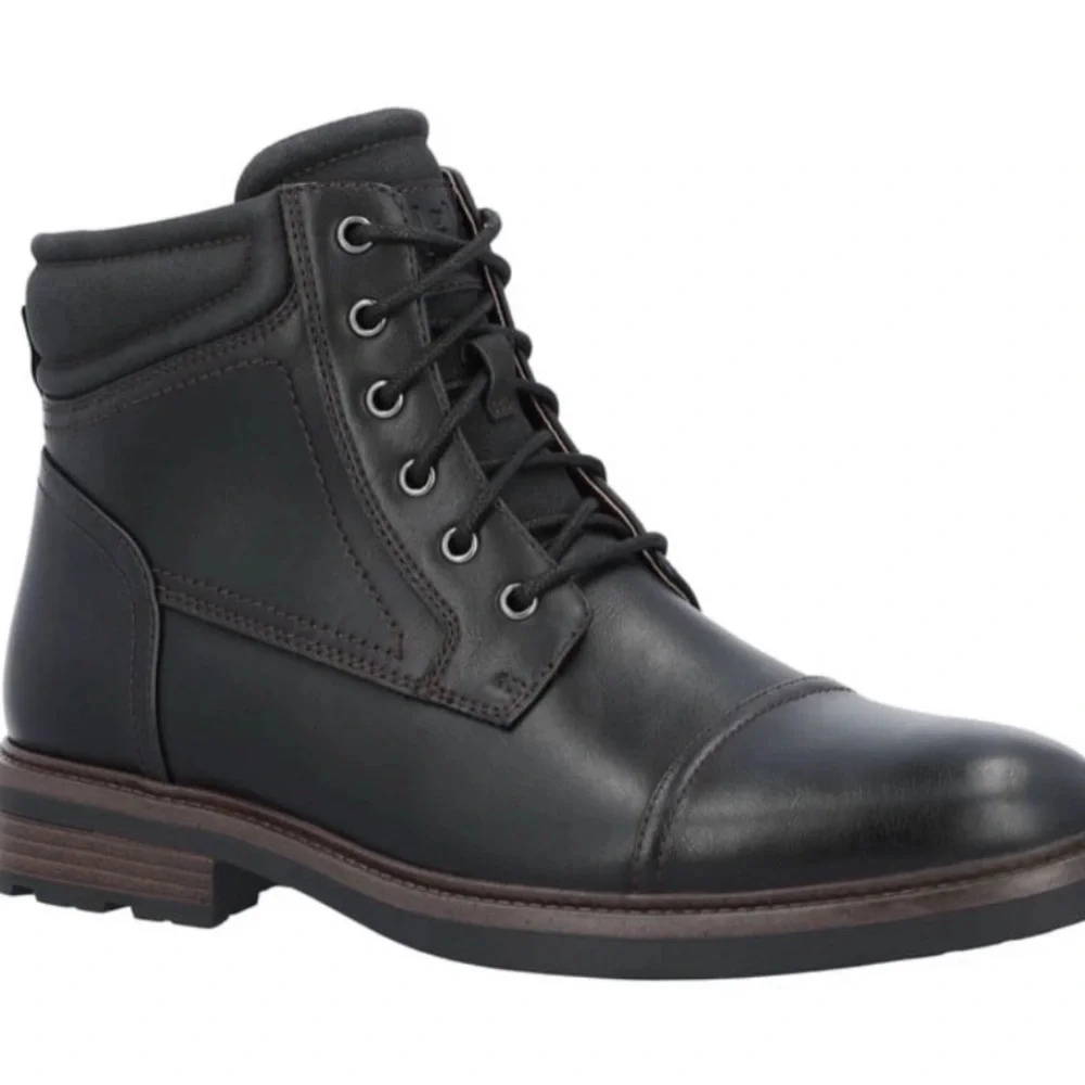 GEORGE Mens Ankle Boots Size 13 Side Zip Lace Up Comfort Insole Black New